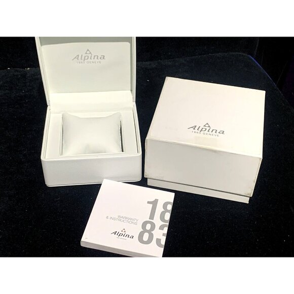 Alpina Watch Box Presentation White Cardboard Case Display Empty With Booklet - Picture 1 of 8